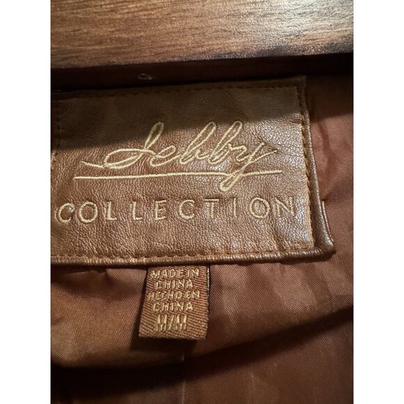 SEBBY Collection Women's NWT Moto Brown FAUX Stretch Leather Jacket Size Med. - Picture 3 of 4